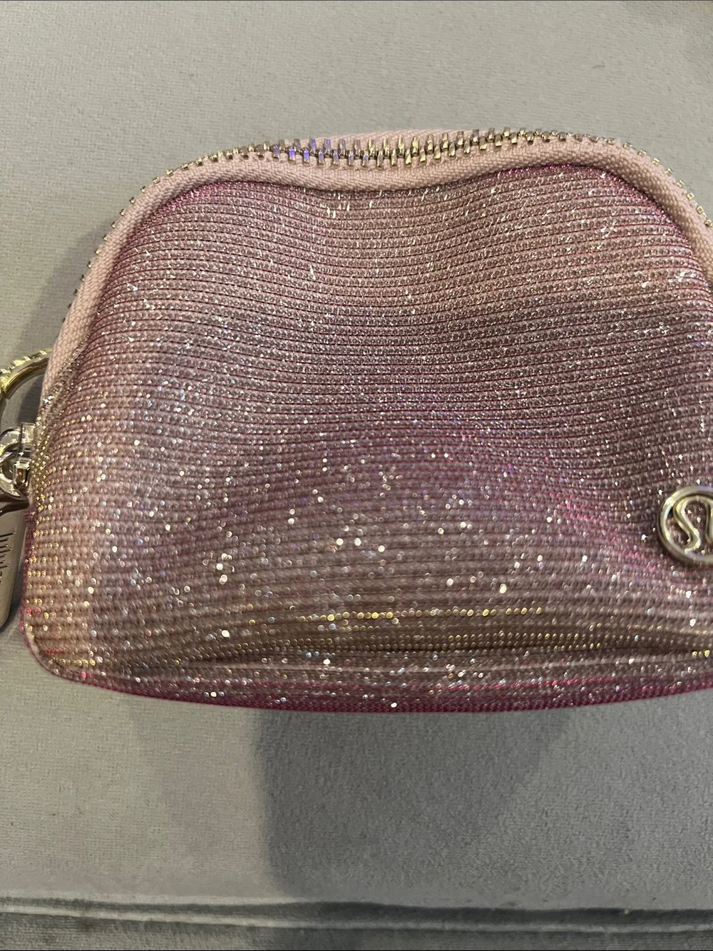 lululemon amPink Metallic Everyday Pouch with Gold Logo